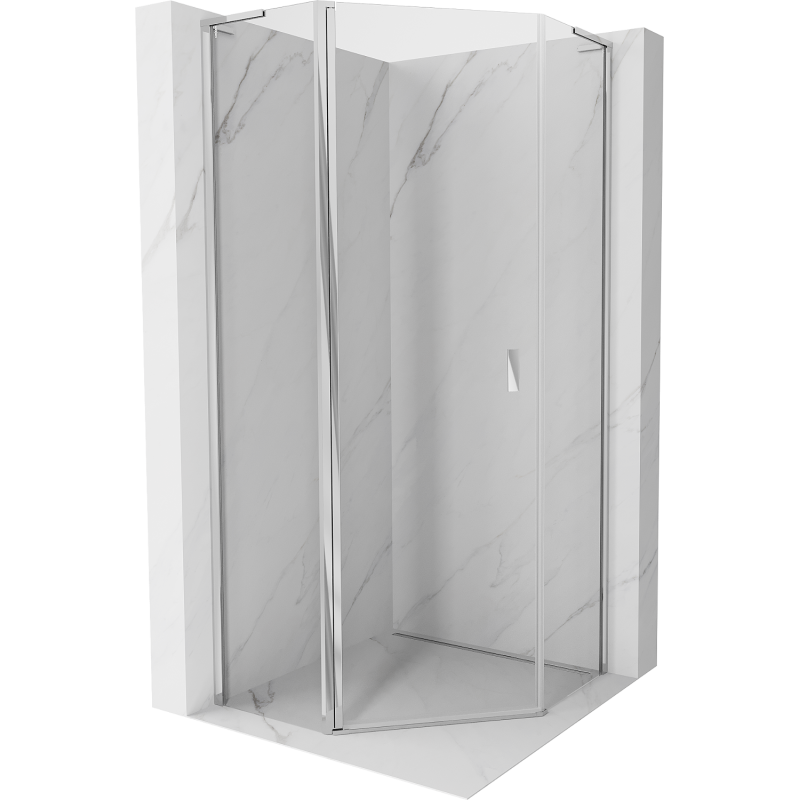 Mexen Mist L fünfeckige Duschkabine zum Schwenken 80 x 80 cm, transparent, chrom - 8A8L-080-080-01-00