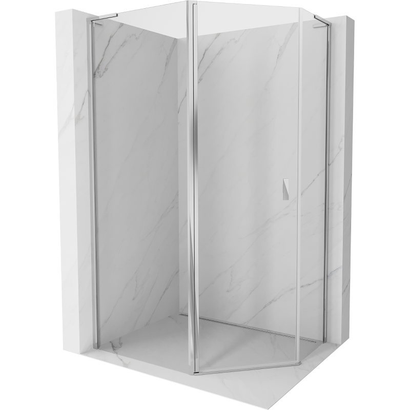 Mexen Mist L pentagonal asymmetric hinged shower cabin 90 x 80 cm, transparent, chrome - 8A8L-090-080-01-00