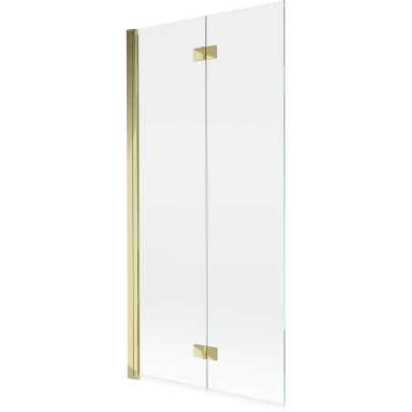 Mexen Mist 2-Flillege Baddusch-Schierm leist Säit 90 x 150 cm, transparent, gëllen - 8A9-090-002-50-00-L