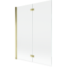 Mexen Mist dubbelsidigt badkarsstänk med badkar till vänster 130 x 150 cm, transparent, guld - 8A9-130-002-50-00-L
