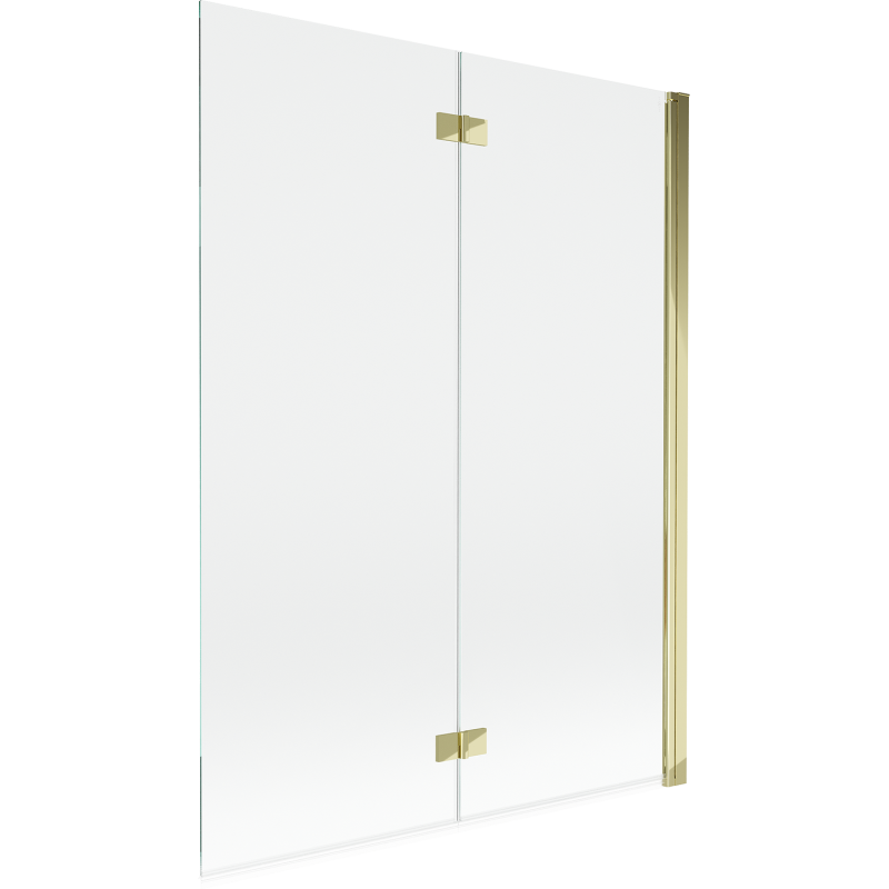 Mexen Mist Badewannenabtrennung 2-flügelig rechts 130 x 150 cm, transparent, gold - 8A9-130-002-50-00-P