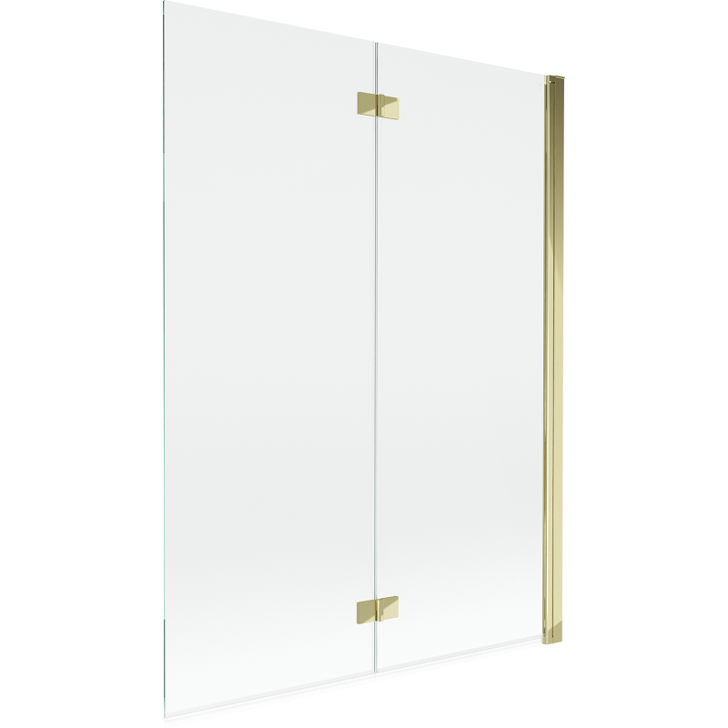 Mexen Mist paravent de bain 2 volets droit 130 x 150 cm, transparent, doré - 8A9-130-002-50-00-P