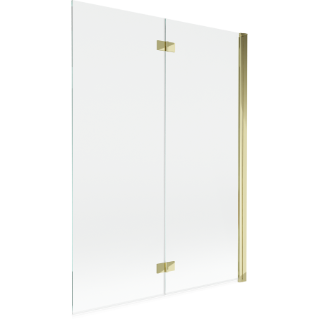 Mexen Mist Badewannenabtrennung 2-flügelig rechts 130 x 150 cm, transparent, gold - 8A9-130-002-50-00-P