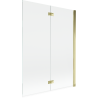 Mexen Mist Badewannenabtrennung 2-flügelig rechts 130 x 150 cm, transparent, gold - 8A9-130-002-50-00-P