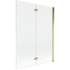 Mexen Mist paravent de bain 2 volets droit 130 x 150 cm, transparent, doré - 8A9-130-002-50-00-P