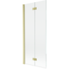 Mexen Mist badwand 2-delig links 80 x 150 cm, transparant, goud geborsteld - 8A9-080-002-55-00-L