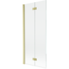 Mexen Mist Duschwand 2-flügelig links 80 x 150 cm, transparent, gebürstetes Gold - 8A9-080-002-55-00-L