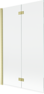 Mexen Mist badscherm 2-delig links 110 x 150 cm, transparant, geborsteld goud - 8A9-110-002-55-00-L