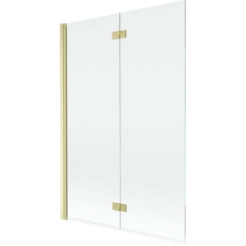 Mexen Mist badscherm 2-delig links 120 x 150 cm, transparant, geborsteld goud - 8A9-120-002-55-00-L