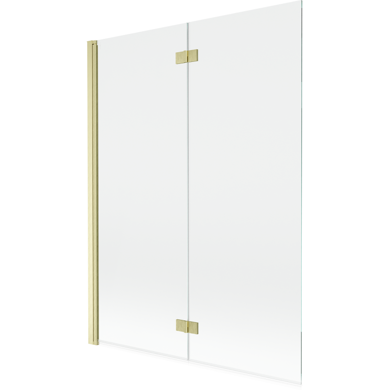 Mexen Mist Duebel Duschtrennung 2-Fleegel lénks 130 x 150 cm, transparent, gëllen gebotzt - 8A9-130-002-55-00-L