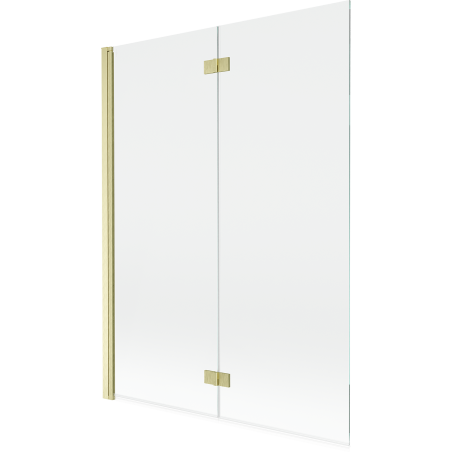 Mexen Mist douchescherm 2-delig links 130 x 150 cm, transparant, goud geborsteld - 8A9-130-002-55-00-L