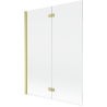 Mexen Mist duschvägg tvådelad vänster 130 x 150 cm, transparent, borstad guld - 8A9-130-002-55-00-L