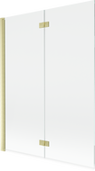 Mexen Mist douchescherm 2-delig links 130 x 150 cm, transparant, goud geborsteld - 8A9-130-002-55-00-L