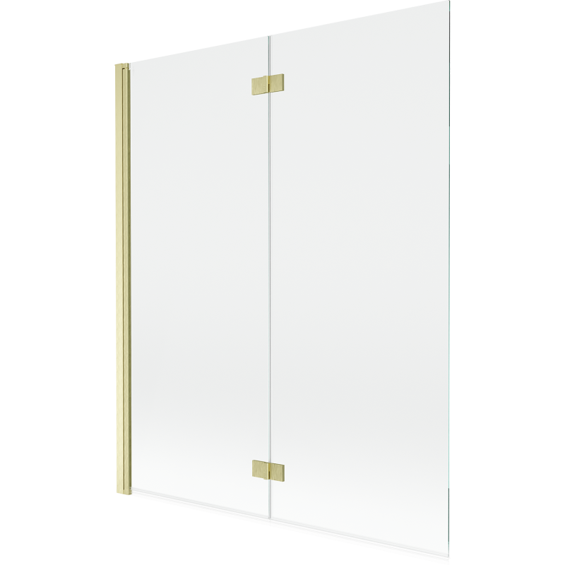 Mexen Mist badwand 2-delig links 140 x 150 cm, transparant, goud geborsteld - 8A9-140-002-55-00-L