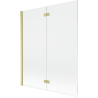 Mexen Mist badwand 2-delig links 140 x 150 cm, transparant, goud geborsteld - 8A9-140-002-55-00-L