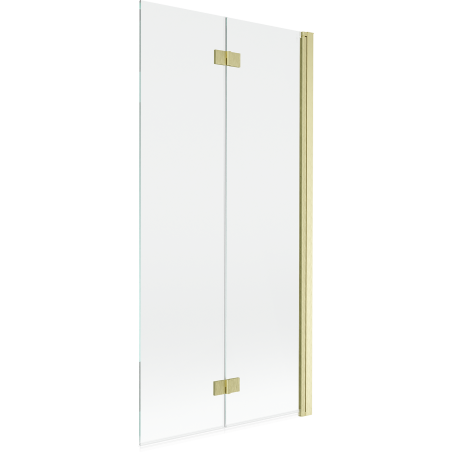 Mexen Mist δίφυλλη συρόμενη πόρτα μπάνιου δεξιά 90 x 150 cm, διάφανη, χρυσή