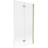 Paravent de bain Mexen Mist 2 volets droit 100 x 150 cm, transparent, or brossé - 8A9-100-002-55-00-P