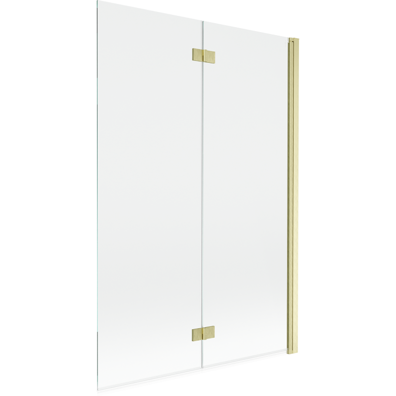 Mexen Mist painel de banho de 2 folhas direito 120 x 150 cm, transparente, dourado escovado - 8A9-120-002-55-00-P