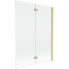 Mexen Mist mampara de ducha de 2 paneles derecha 130 x 150 cm, transparente, dorado cepillado - 8A9-130-002-55-00-P
