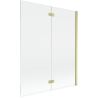 Mexen Mist écran de baignoire 2 volets droit 140 x 150 cm, transparent, or brossé - 8A9-140-002-55-00-P