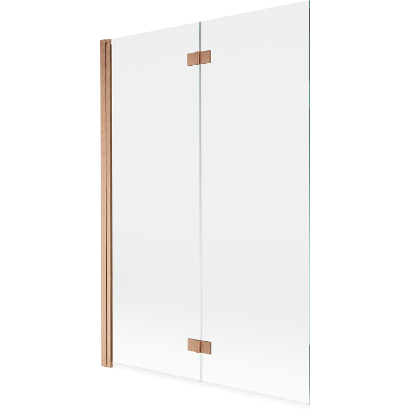Mexen Mist Duschwand für Badewanne 2-flügelig links 120 x 150 cm, transparent, gebürstetes Kupfer - 8A9-120-002-65-00-L