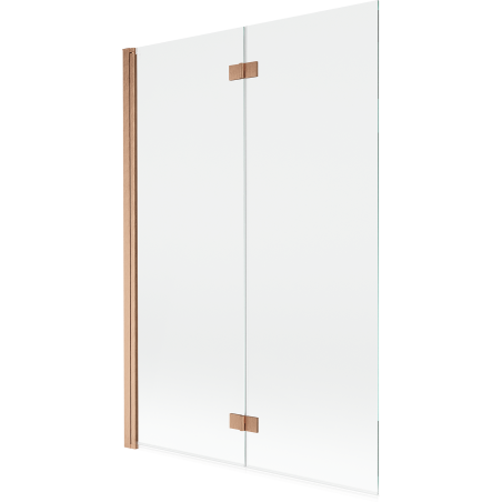 Mexen Mist Duschwand für Badewanne 2-flügelig links 120 x 150 cm, transparent, gebürstetes Kupfer - 8A9-120-002-65-00-L