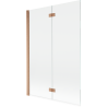 Mexen Mist Duschwand für Badewanne 2-flügelig links 120 x 150 cm, transparent, gebürstetes Kupfer - 8A9-120-002-65-00-L