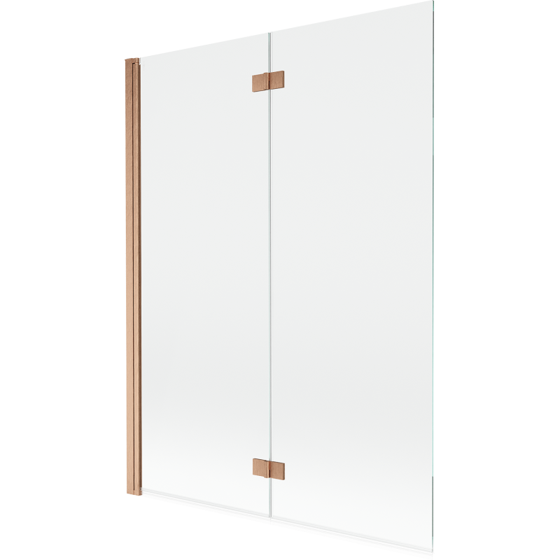 Mexen Mist duschvägg 2-panel vänster 130 x 150 cm, transparent, borstad koppar - 8A9-130-002-65-00-L