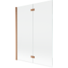 Mexen Mist Duschwand für Badewanne 2-flügelig links 130 x 150 cm, transparent, gebürstetes Kupfer - 8A9-130-002-65-00-L