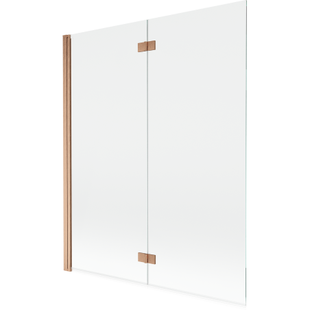 Mexen Mist levo 2-krilno kopalniško pregradno steklo, 140 x 150 cm, prozorno, brušena medenina - 8A9-140-002-65-00-L