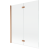 Mexen Mist painel de banheira com 2 painéis dobráveis à esquerda 140 x 150 cm, transparente, cobre escovado