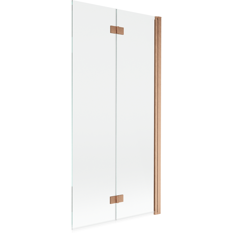 Mexen Mist divisória de banho 2-painéis direita 90 x 150 cm, transparente, cobre escovado - 8A9-090-002-65-00-P