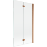 Mexen Mist ecrã de banho de 2 painéis dobráveis à direita 100 x 150 cm, transparente, cobre escovado - 8A9-100-002-65-00-P