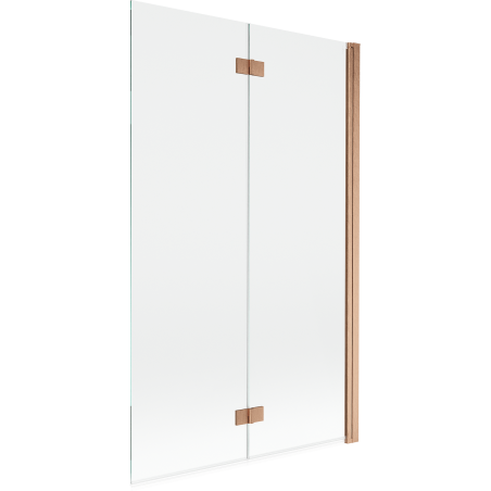 Mexen Mist dvoslojna paravana za kadu desna 110 x 150 cm, prozirna, brušeni bakar - 8A9-110-002-65-00-P