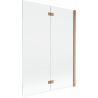 Mexen Mist divisória de banheira de 2 asas direita 130 x 150 cm, transparente, cobre escovado - 8A9-130-002-65-00-P