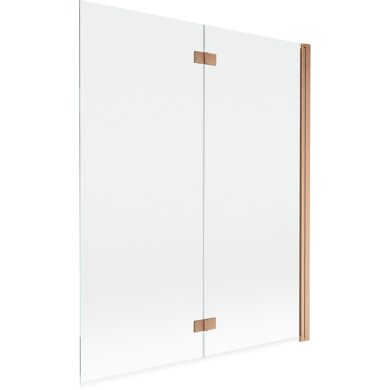 Mexen Mist 2-panel folding shower screen right 140 x 150 cm, transparent, brushed copper - 8A9-140-002-65-00-P