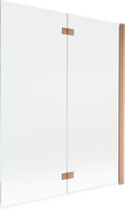 Mexen Mist douchewand 2-delig rechts 140 x 150 cm, transparant, geborsteld koper - 8A9-140-002-65-00-P