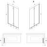 Mexen Mist Badewannenabtrennung 2-flügelig links 110 x 150 cm, transparent, schwarz - 8A9-110-002-70-00-L