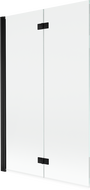 Mexen Mist opvouwbare douchewand 2-delig links 110 x 150 cm, transparant, zwart - 8A9-110-002-70-00-L