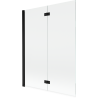 Mexen Mist badwand 2-vleugelig links 130 x 150 cm, transparant, zwart - 8A9-130-002-70-00-L