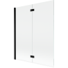 Mexen Mist paravan za kadu s 2 krila lijevi 140 x 150 cm, proziran, crni - 8A9-140-002-70-00-L