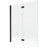 Mexen Mist parawan nawannowy 2-skrzydłowy lewy 140 x 150 cm, transparent, czarny - 8A9-140-002-70-00-L