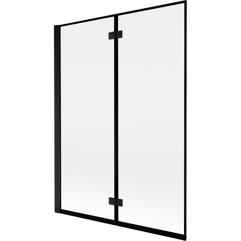 Mexen Mist 2-Wing Left Bath Screen 130 x 150 cm, Black Frame, Black - 8A9-130-002-70-70-L