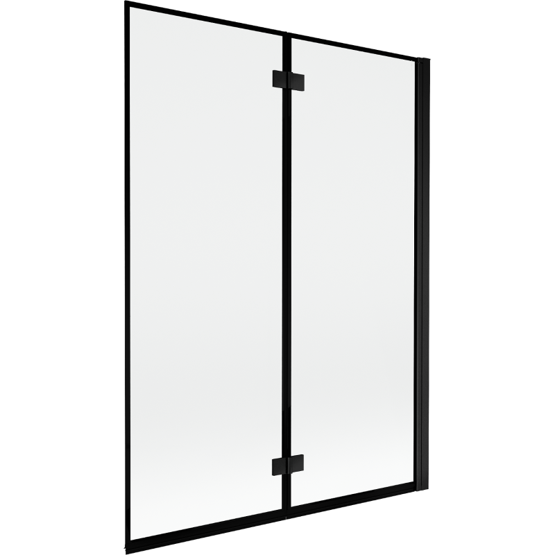 Mexen Mist Badewannenabtrennung 2-flügelig rechts 130 x 150 cm, schwarzer Rahmen, schwarz - 8A9-130-002-70-70-P