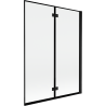 Mexen Mist Badewannenabtrennung 2-flügelig rechts 130 x 150 cm, schwarzer Rahmen, schwarz - 8A9-130-002-70-70-P