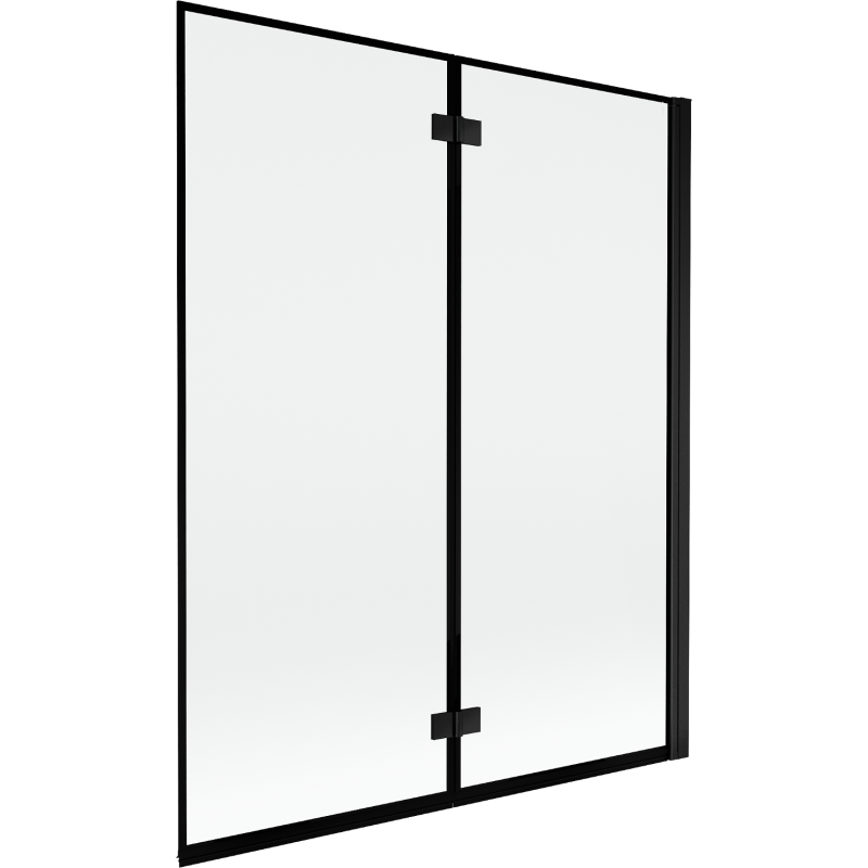 Mexen Mist parapeito de banho de 2 painéis, lado direito, 140 x 150 cm, moldura preta, preto - 8A9-140-002-70-70-P