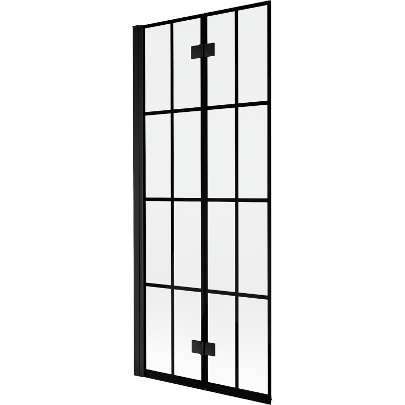 Mexen Mist tweevoudige badwand links 80 x 150 cm, zwart raster, zwart - 8A9-080-002-70-77-L