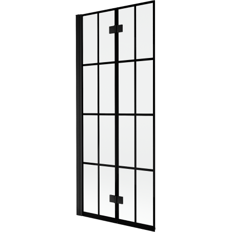 Mexen Mist tweevoudige badwand links 80 x 150 cm, zwart raster, zwart - 8A9-080-002-70-77-L