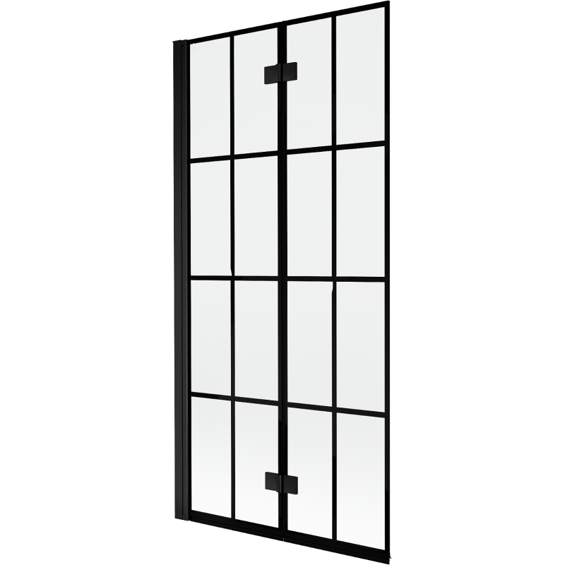 Mexen Mist Duschabtrennung 2-flügelig links 90 x 150 cm, schwarzes Gitter, schwarz - 8A9-090-002-70-77-L