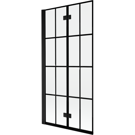 Mexen Mist badwand 2-delige links 90 x 150 cm, zwart raster, zwart - 8A9-090-002-70-77-L